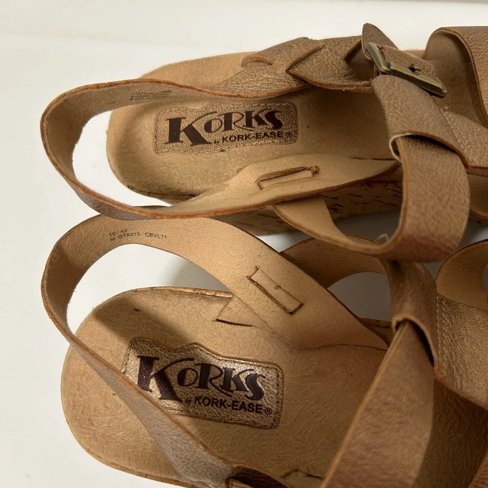 Kork Ease Wedge Sandals Metallic Bronze Tan Size 10